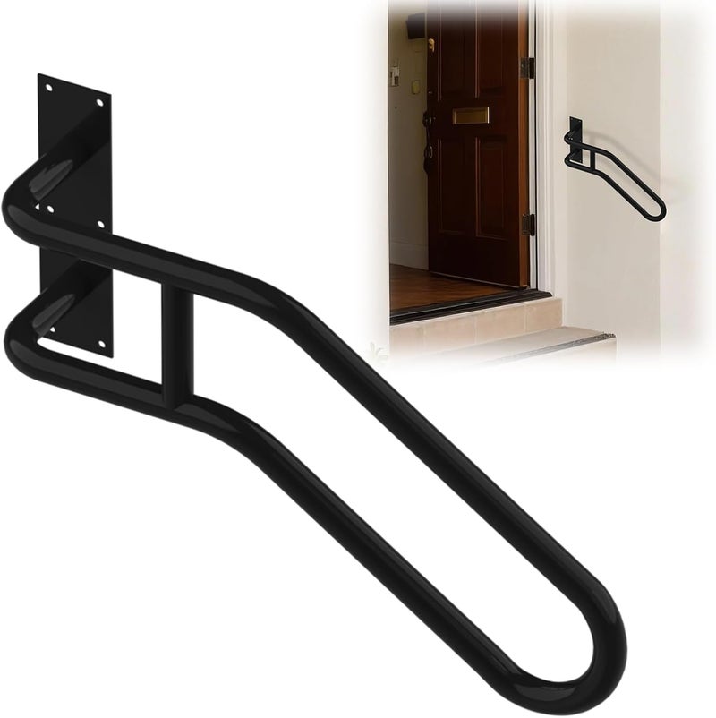 yeezo Left Side Wall Mounted handrail, Garge Door Stair Railing for 1-3 Steps(Polished Black, Left Side, 230LBs Loading) - Image 1